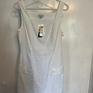 Bebe Ivory Textured Sleeveless Dress